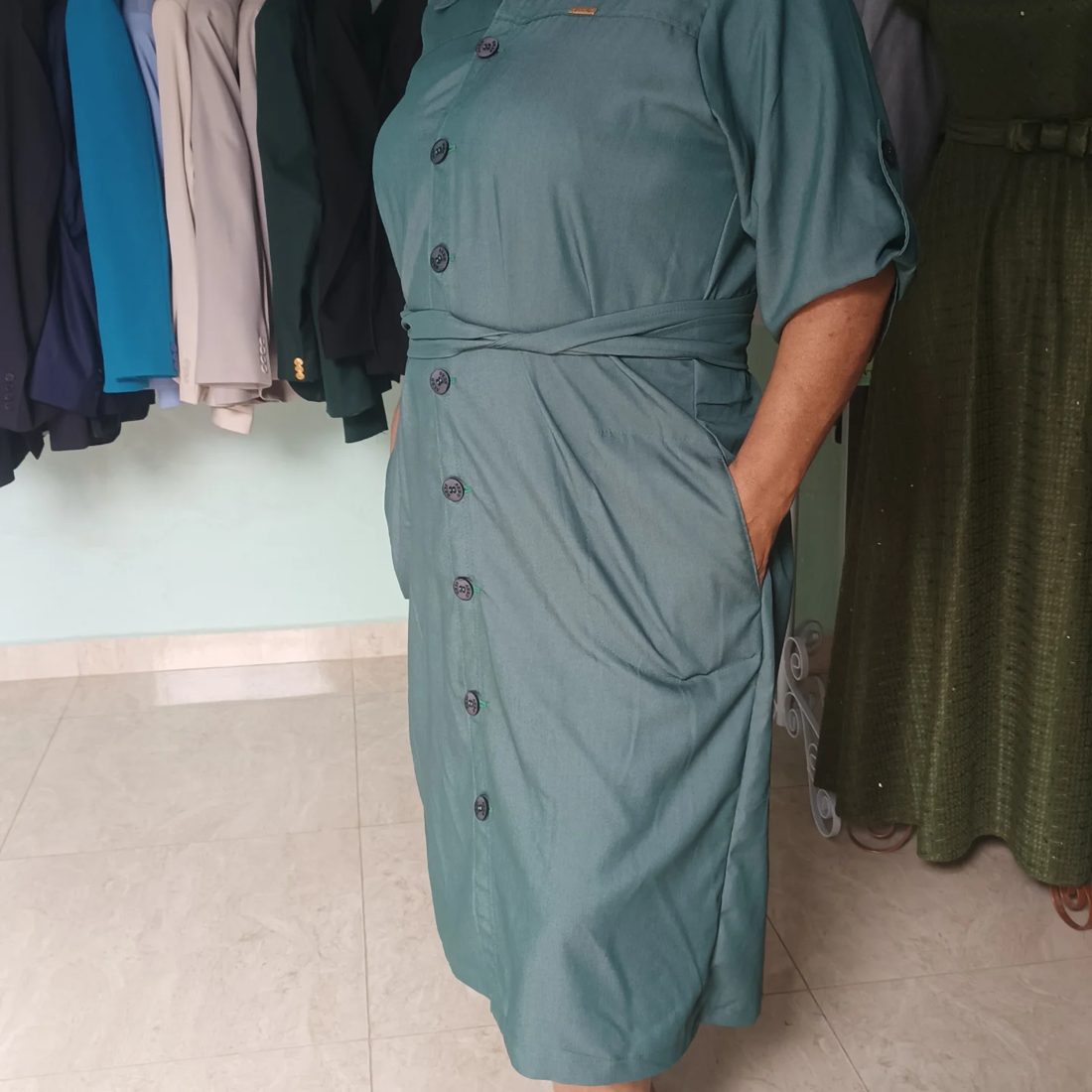 Vestido chemise verde
